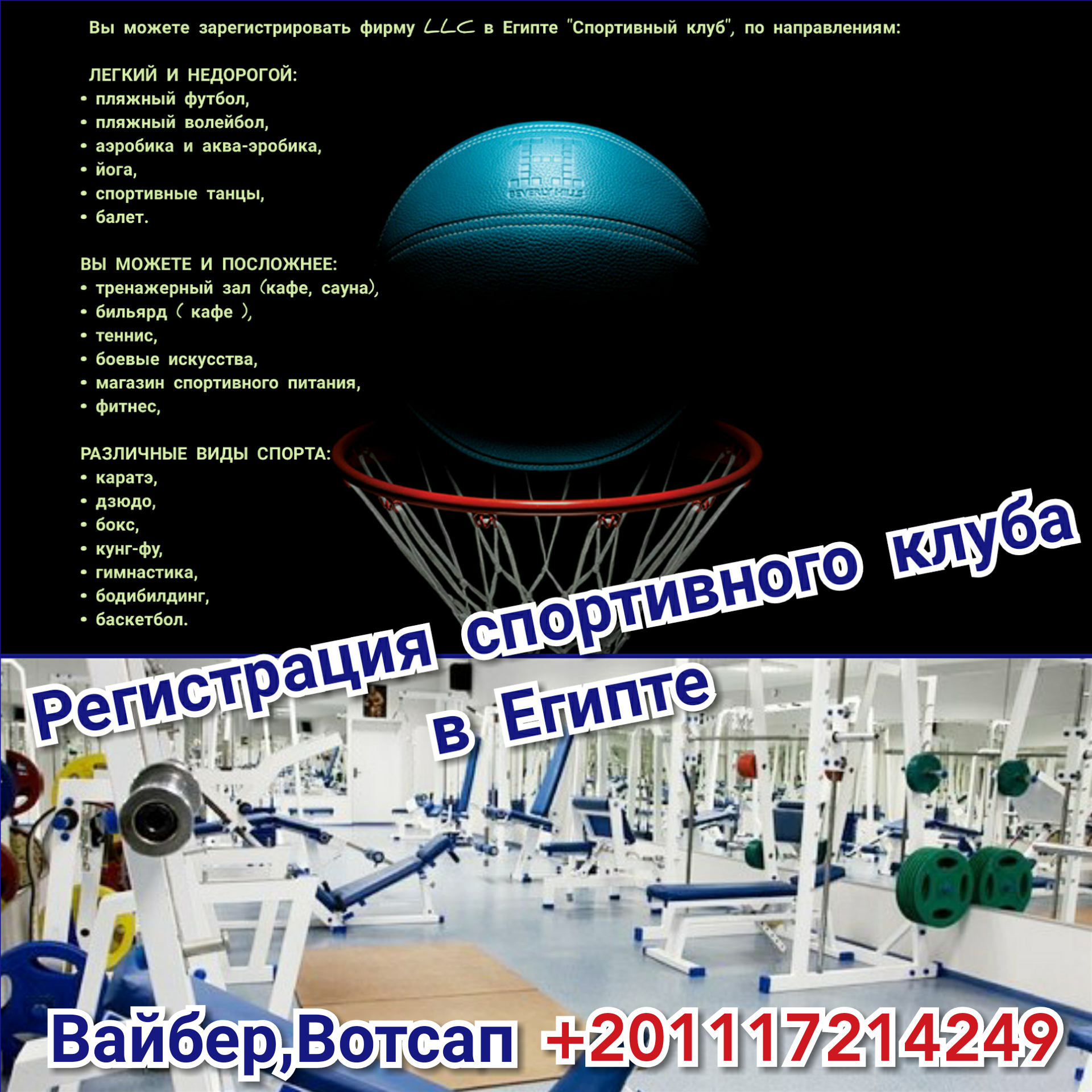 Открыть спорт клуб в Египте, Шарм эль шейх, Хургада,